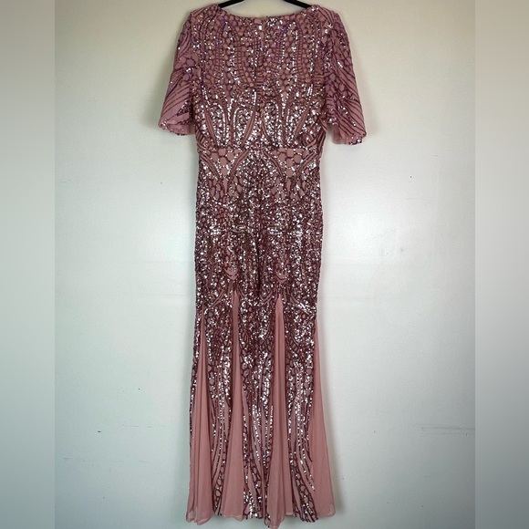 Night Way Sparkly Cocktail Evening Gown Dress Pink Size 10 - Picture 5 of 8